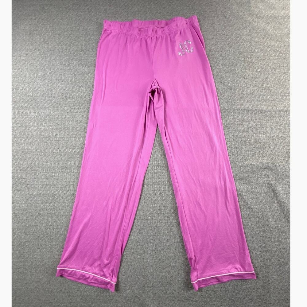 Juicy Couture Sz M Sleep Set Pink & Cream Rhinestones Glam Y2K Style Lounge